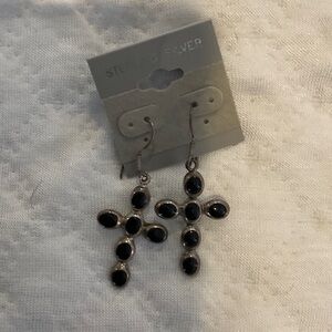 Elegant Black Cross Earrings